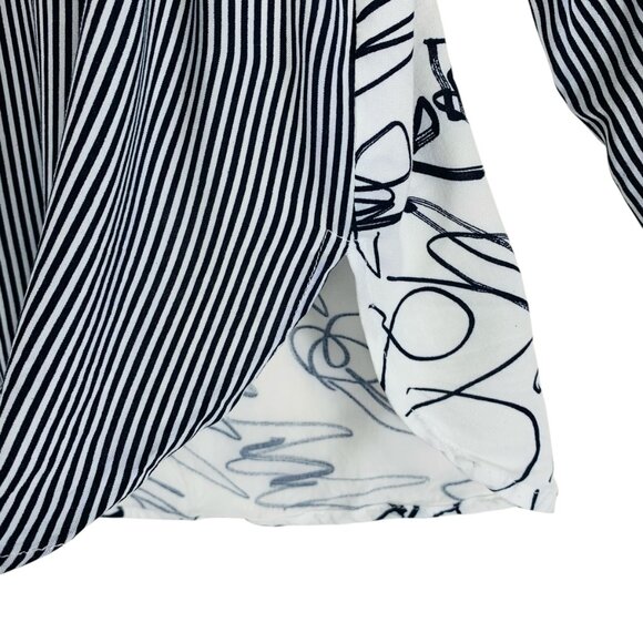 mix print blk& wht long sleeve blouse top semi fitted sz xl Marie Claire - Picture 10 of 16